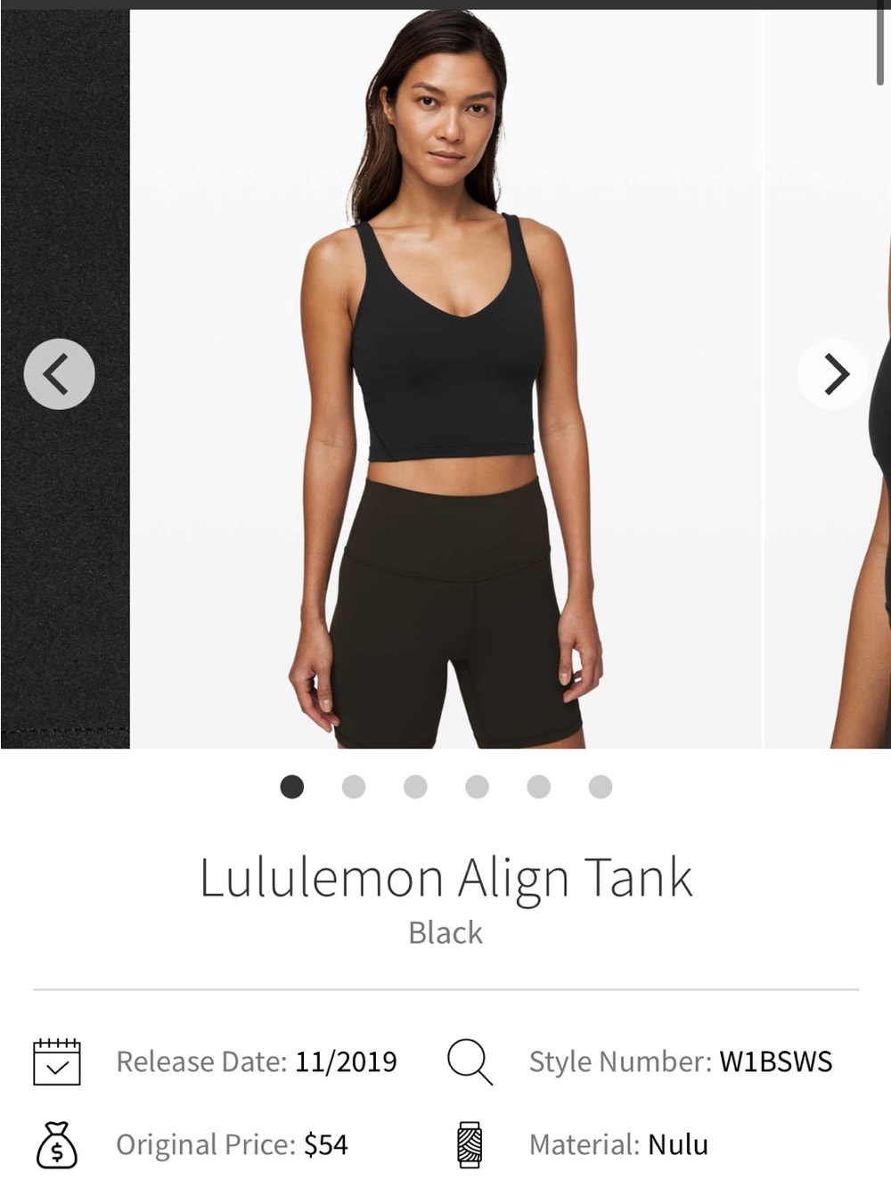 lululemon athletica Black Align Cropped Tank